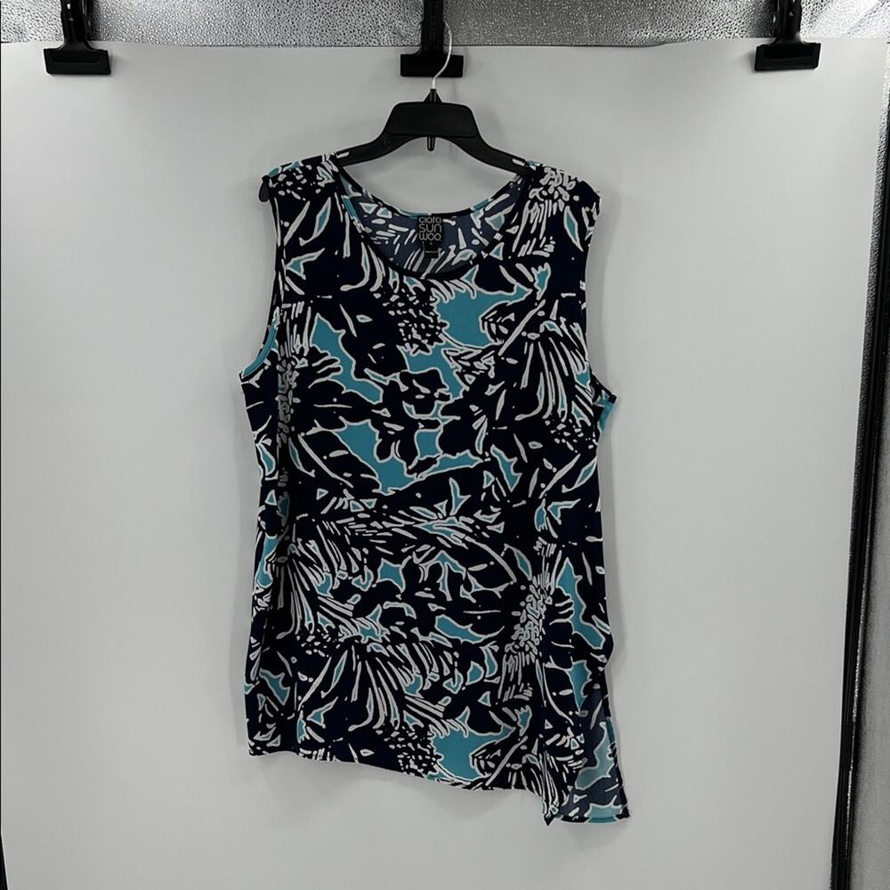Clara Sun Woo Women's Asymmetrical Top - Blue Multi - Large